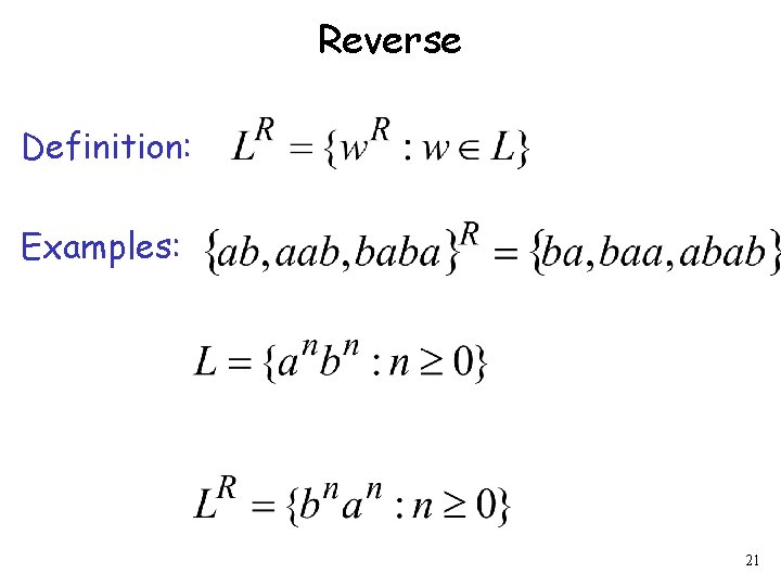 Reverse Definition: Examples: 21 