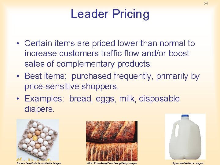 54 Leader Pricing • Certain items are priced lower than normal to increase customers 54 Leader Pricing • Certain items are priced lower than normal to increase customers