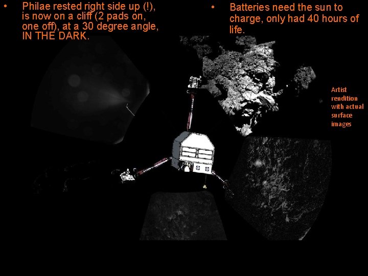  • Philae rested right side up (!), is now on a cliff (2
