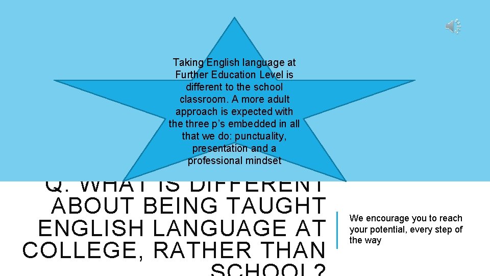 Taking English language at Further Education Level is different to the school classroom. A