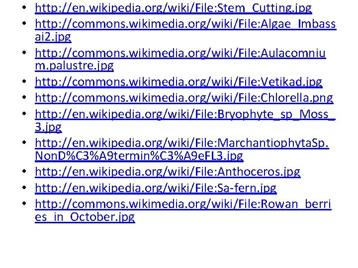 • http: //en. wikipedia. org/wiki/File: Stem_Cutting. jpg • http: //commons. wikimedia. org/wiki/File: Algae_Imbass