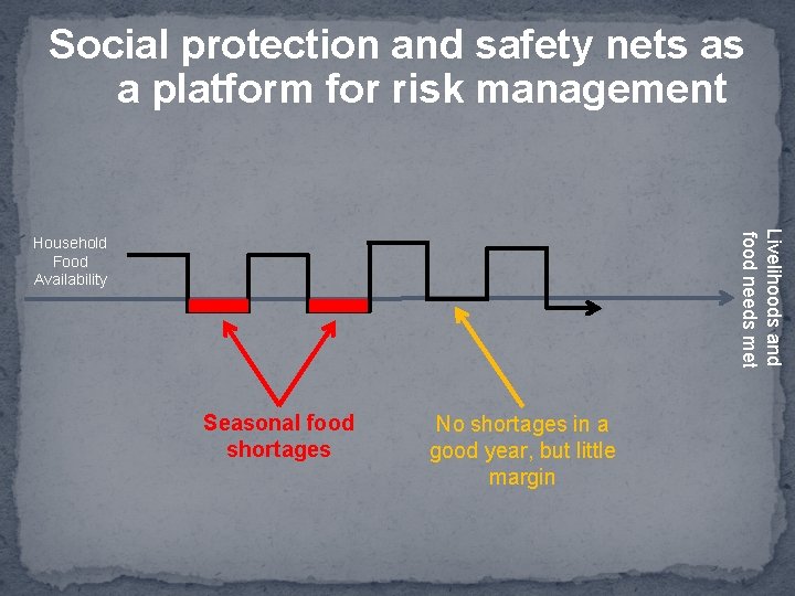 Social protection and safety nets as a platform for risk management Livelihoods and food