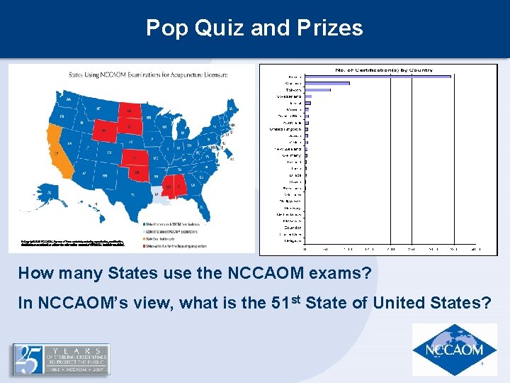 Pop Quiz and Prizes How many States use the NCCAOM exams? In NCCAOM’s view, Pop Quiz and Prizes How many States use the NCCAOM exams? In NCCAOM’s view,