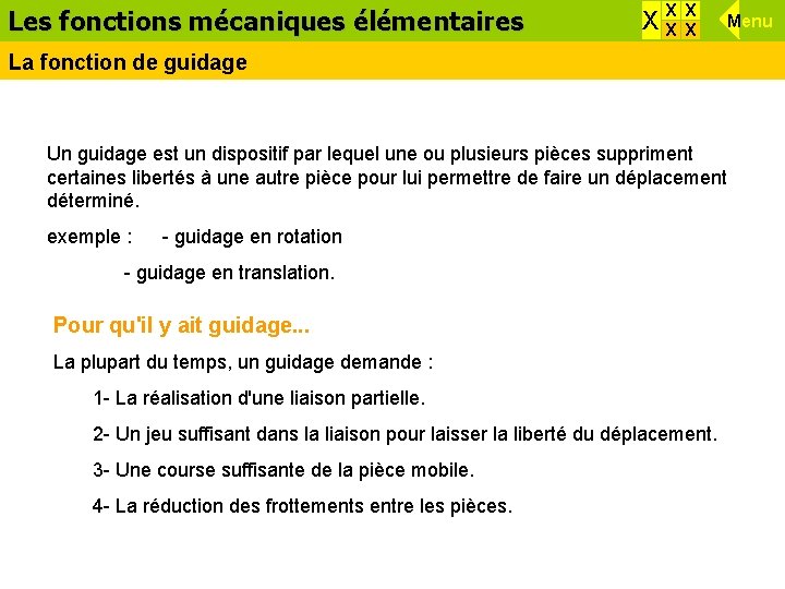 Les fonctions Effets d’une force mécaniques élémentaires X XX X X La fonction de Les fonctions Effets d’une force mécaniques élémentaires X XX X X La fonction de