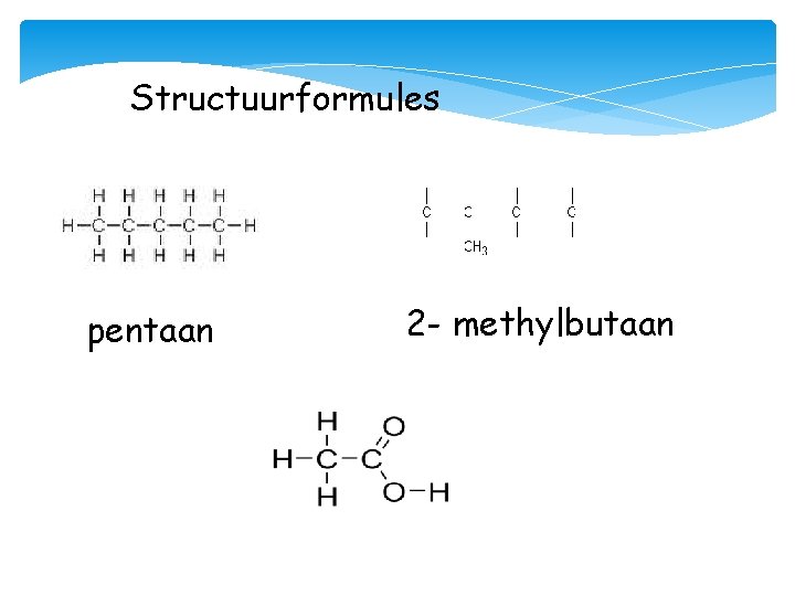 Structuurformules pentaan 2 - methylbutaan 