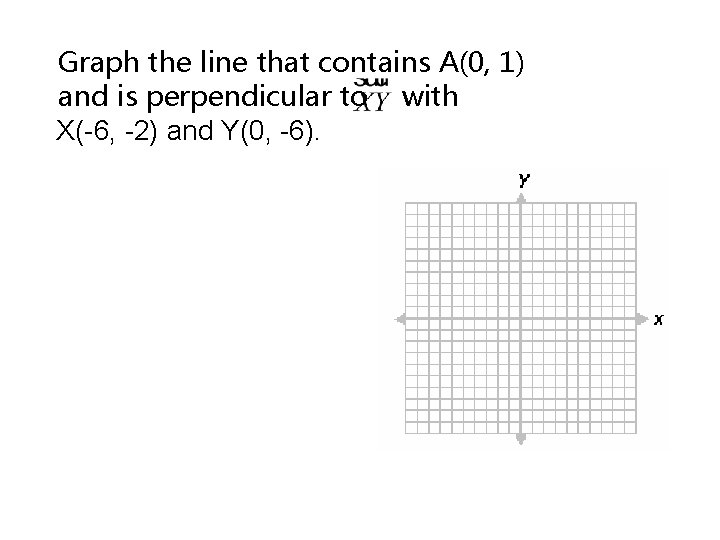 Graph the line that contains A(0, 1) and is perpendicular to with X(-6, -2)