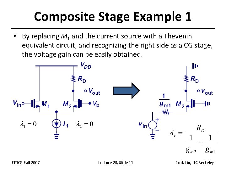 Composite Stage Example 1 • By replacing M 1 and the current source with