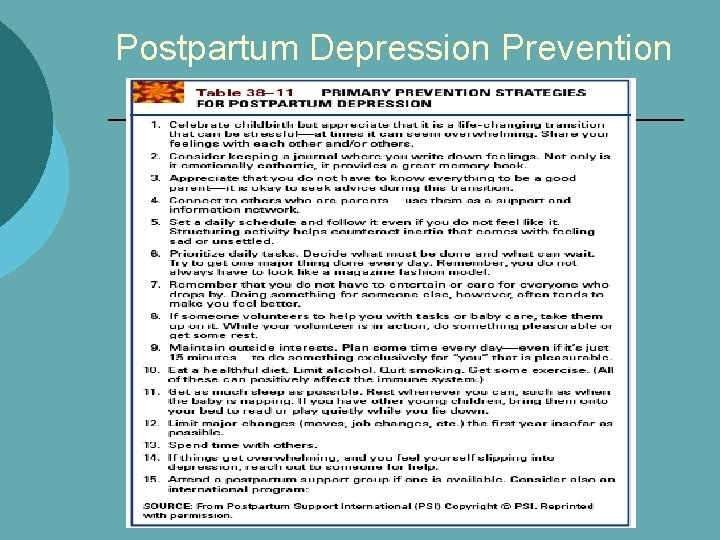 Postpartum Depression Prevention 