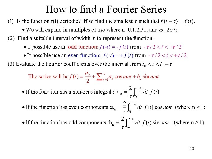 How to find a Fourier Series 12 