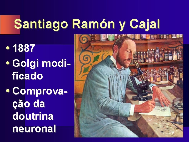 Santiago Ramón y Cajal • 1887 • Golgi modificado • Comprovação da doutrina neuronal