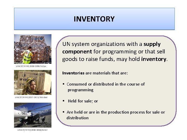 INVENTORY UN system organizations with a supply component for programming or that sell goods