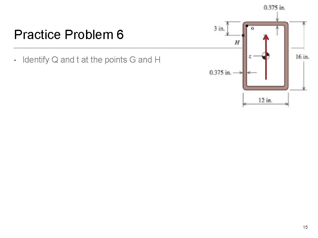Practice Problem 6 • G Identify Q and t at the points G and