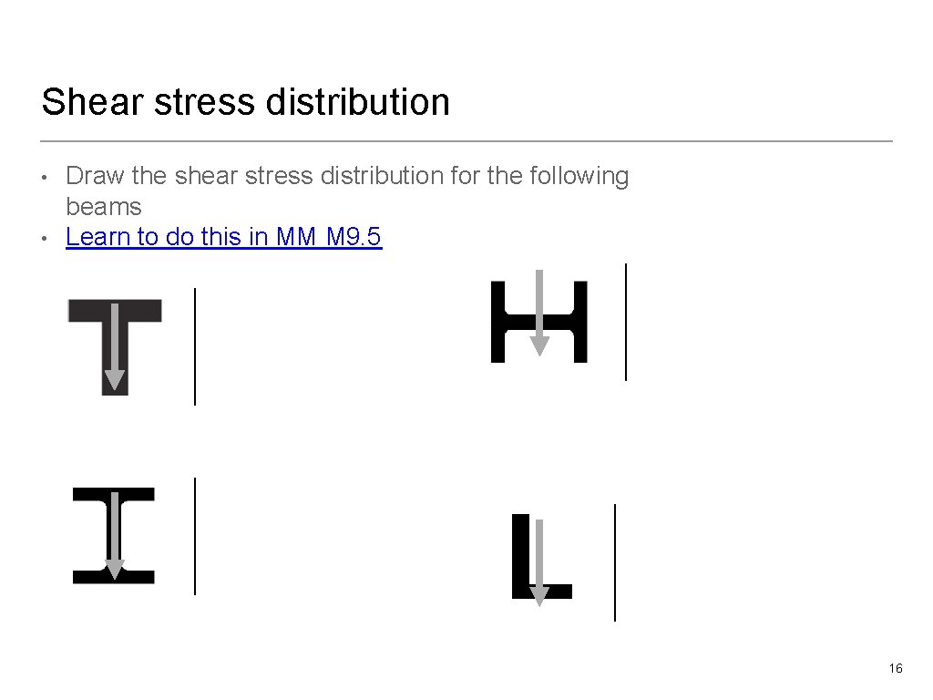 Shear stress distribution • • Draw the shear stress distribution for the following beams