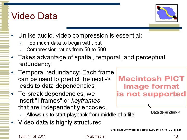 Video Data • Unlike audio, video compression is essential: • • Too much data