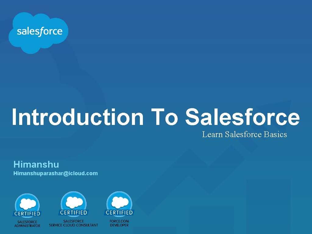 Introduction To Salesforce Learn Salesforce Basics Himanshuparashar@icloud. com 