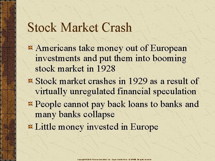 Stock Market Crash Americans take money out of European investments and put them into