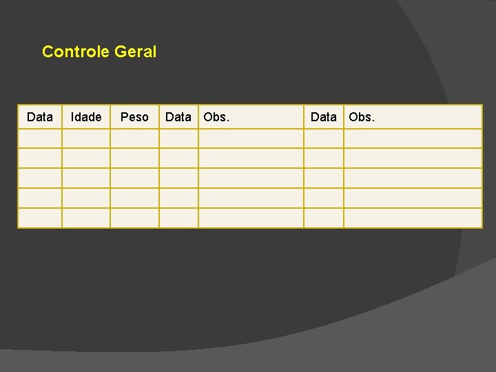 Controle Geral Data Idade Peso Data Obs. 