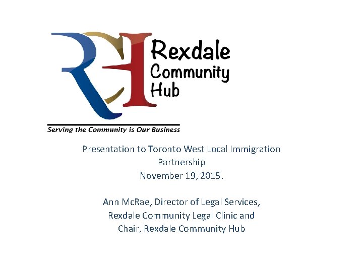 Presentation to Toronto West Local Immigration Partnership November 19, 2015. Ann Mc. Rae, Director