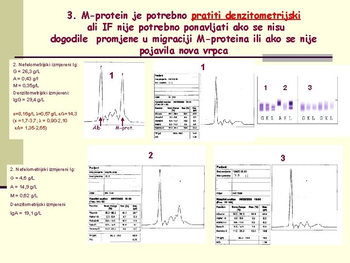 3. M-protein je potrebno pratiti denzitometrijski ali IF nije potrebno ponavljati ako se nisu