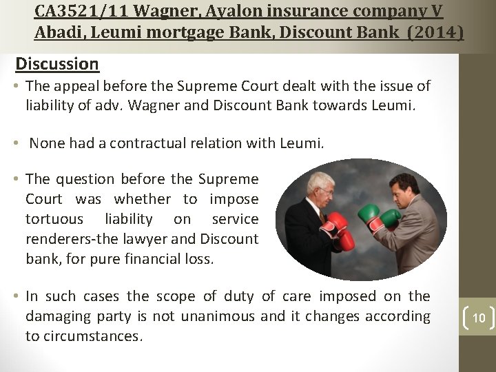CA 3521/11 Wagner, Ayalon insurance company V Abadi, Leumi mortgage Bank, Discount Bank (2014) CA 3521/11 Wagner, Ayalon insurance company V Abadi, Leumi mortgage Bank, Discount Bank (2014)
