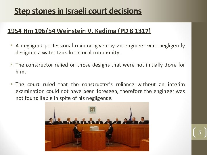 Step stones in Israeli court decisions 1954 Hm 106/54 Weinstein V. Kadima (PD 8 Step stones in Israeli court decisions 1954 Hm 106/54 Weinstein V. Kadima (PD 8