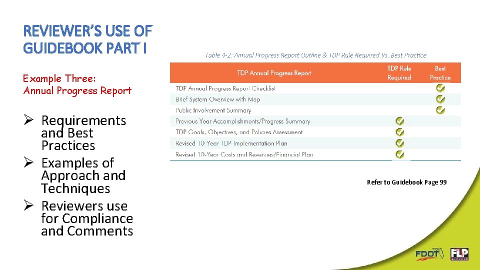 REVIEWER’S USE OF GUIDEBOOK PART I Example Three: Annual Progress Report Ø Requirements and REVIEWER’S USE OF GUIDEBOOK PART I Example Three: Annual Progress Report Ø Requirements and
