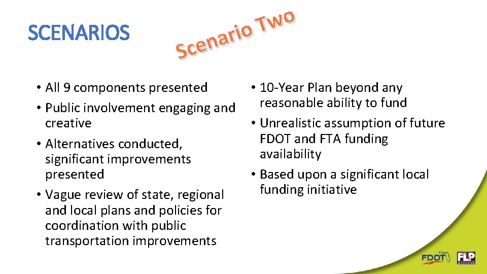SCENARIOS o w T o i r a n e c S • All SCENARIOS o w T o i r a n e c S • All