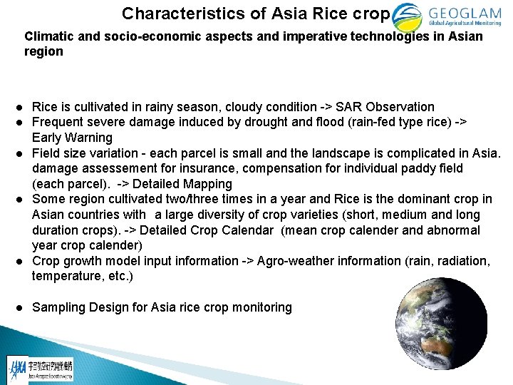 Characteristics of Asia Rice crop Climatic and socio-economic aspects and imperative technologies in Asian