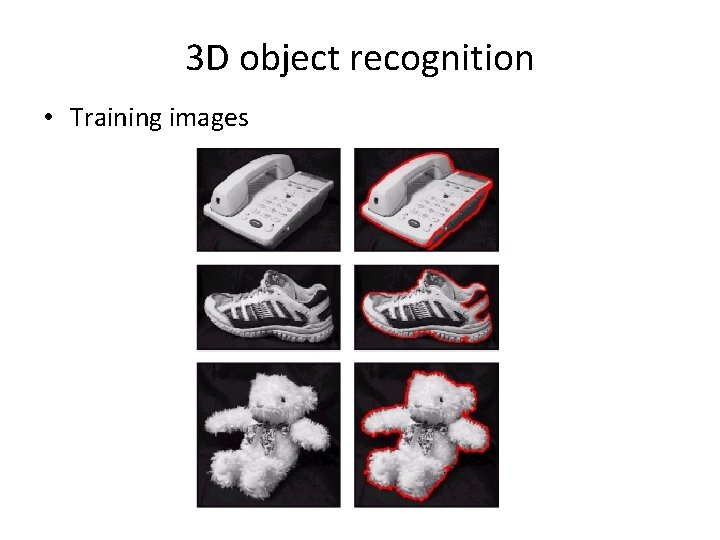 3 D object recognition • Training images 