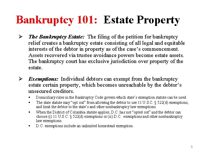 An Introduction to Bankruptcy for District Court Law
