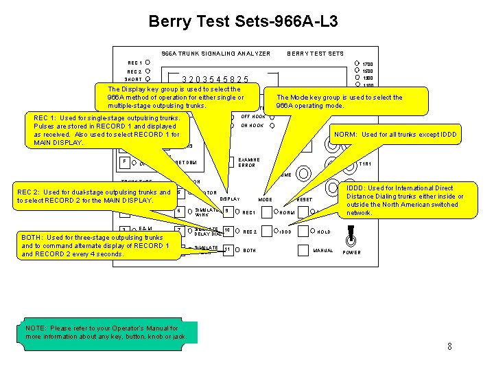 Berry Test Sets-966 A-L 3 966 A TRUNK SIGNALING ANALYZER BERRY TEST SETS REC