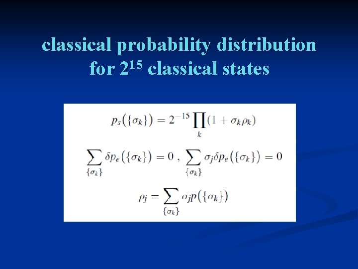 classical probability distribution for 215 classical states 
