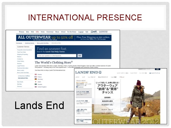 INTERNATIONAL PRESENCE Lands End 