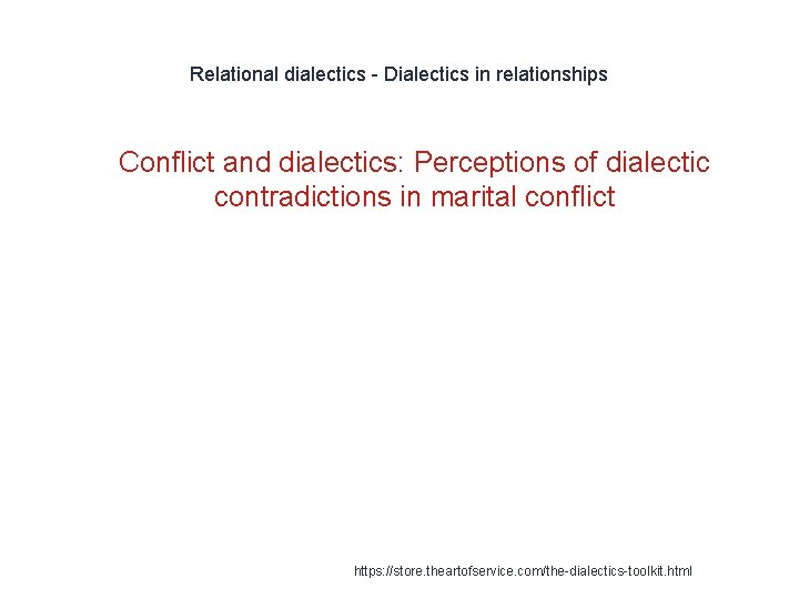 Relational dialectics - Dialectics in relationships 1 Conflict and dialectics: Perceptions of dialectic contradictions