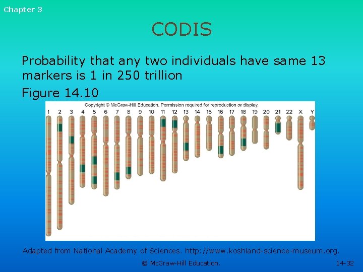 Chapter 3 CODIS Probability that any two individuals have same 13 markers is 1