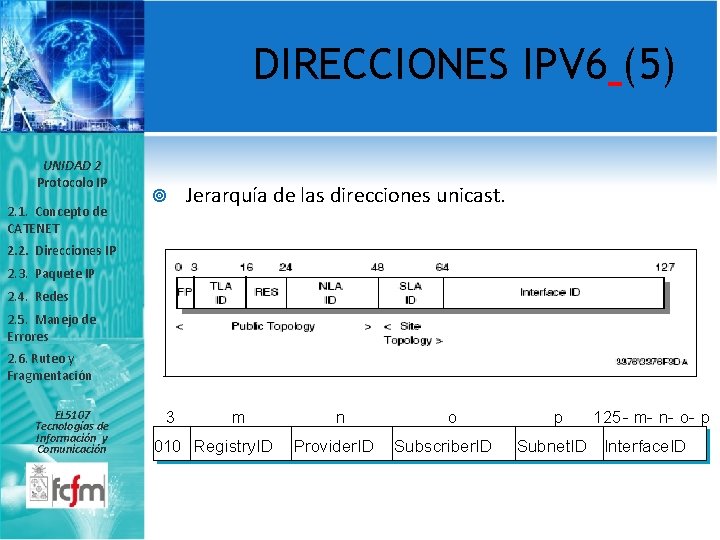 DIRECCIONES IPV 6 (5) UNIDAD 2 Protocolo IP 2. 1. Concepto de CATENET Jerarquía