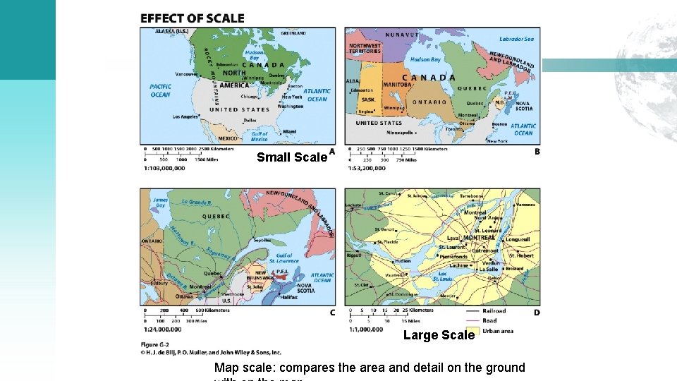 Small Scale Large Scale Map scale: compares the area and detail on the ground