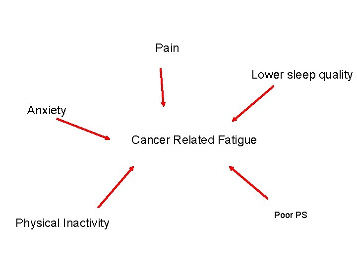 Pain Lower sleep quality Anxiety Cancer Related Fatigue Physical Inactivity Poor PS 