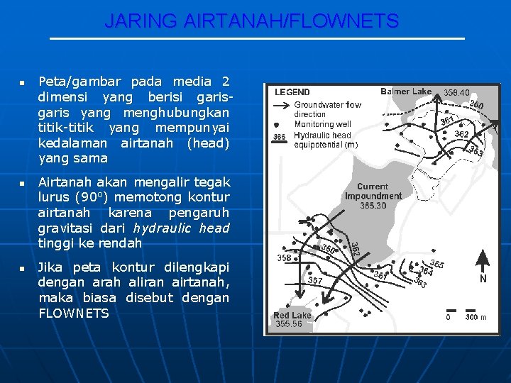JARING AIRTANAH/FLOWNETS n n n Peta/gambar pada media 2 dimensi yang berisi garis yang