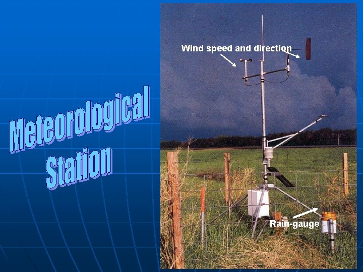 Wind speed and direction Rain-gauge 