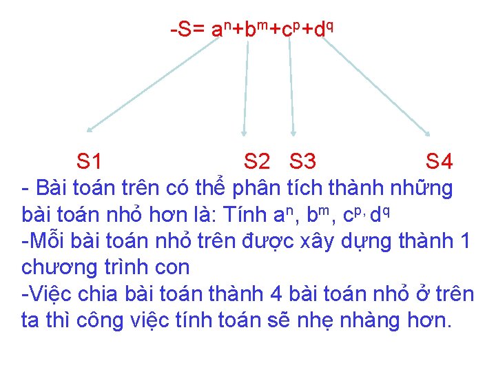 -S= an+bm+cp+dq S 1 S 2 S 3 S 4 - Bài toán trên