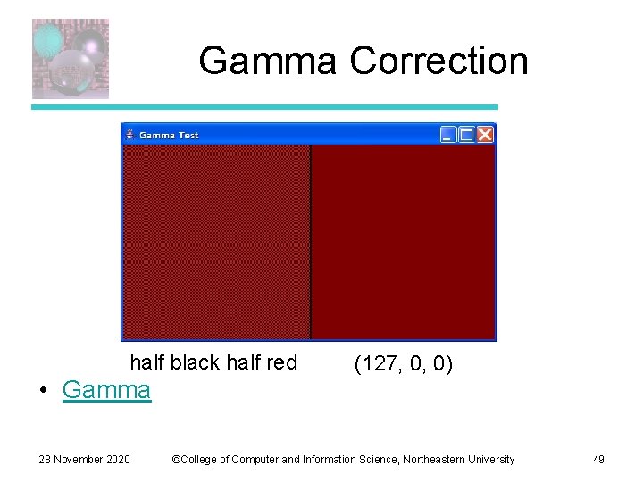 Gamma Correction half black half red (127, 0, 0) • Gamma 28 November 2020