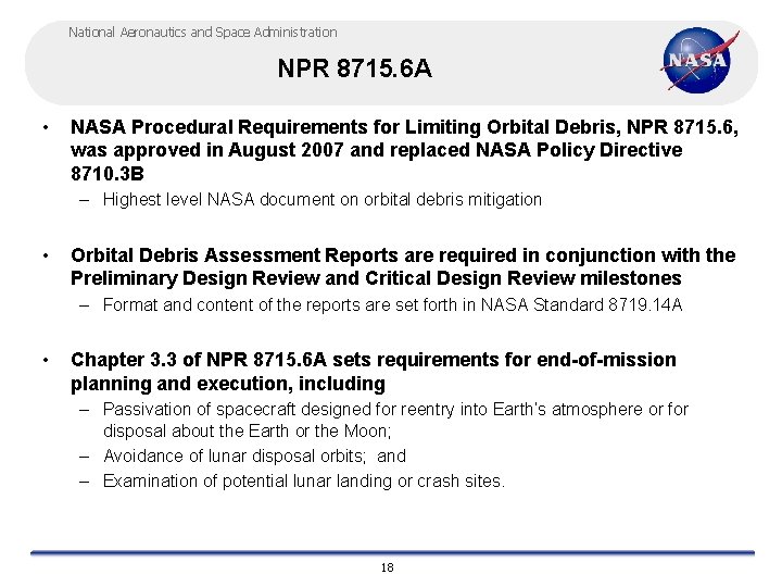 National Aeronautics and Space Administration NPR 8715. 6 A • NASA Procedural Requirements for