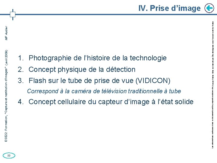 22 1. Photographie de l’histoire de la technologie 2. Concept physique de la détection