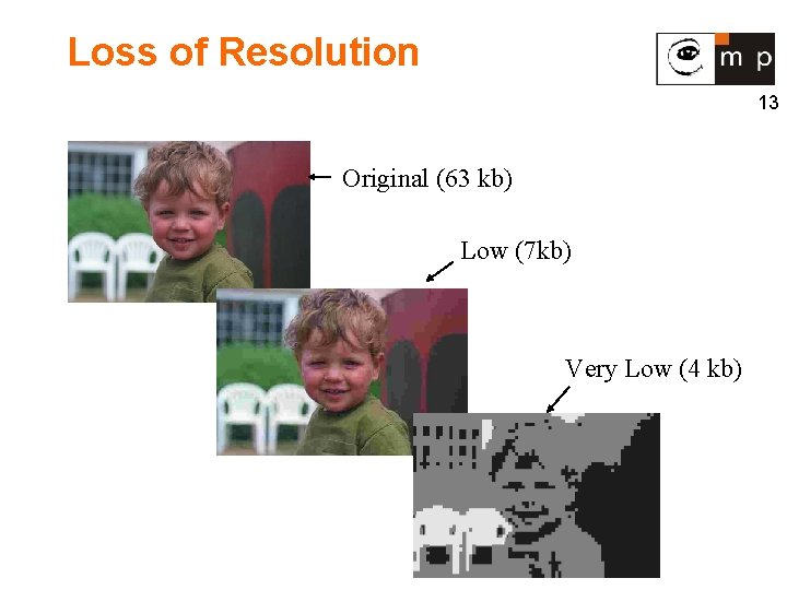 Loss of Resolution 13 Original (63 kb) Low (7 kb) Very Low (4 kb)