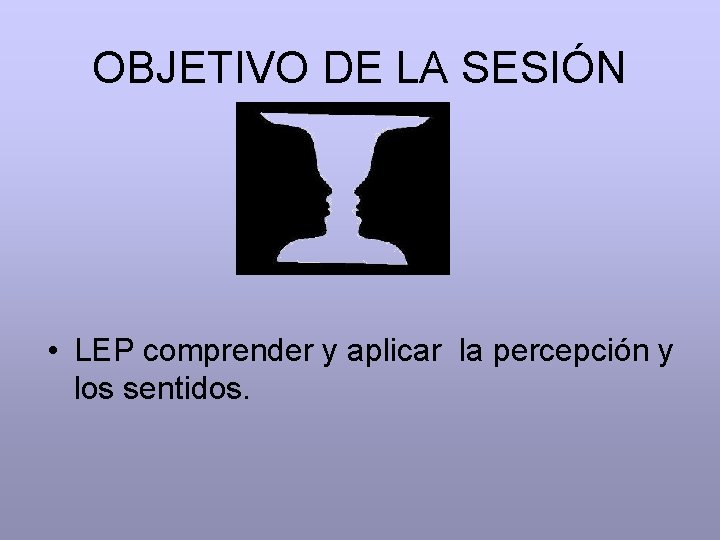 OBJETIVO DE LA SESIÓN • LEP comprender y aplicar la percepción y los sentidos.