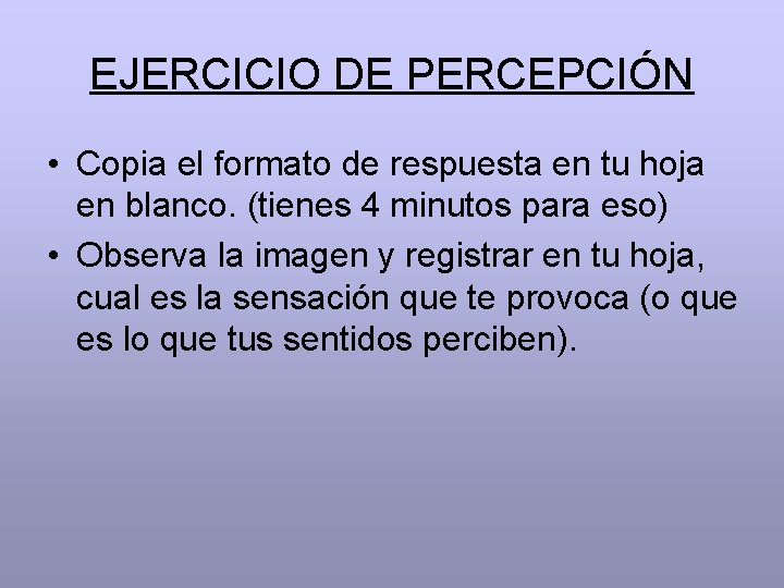 EJERCICIO DE PERCEPCIÓN • Copia el formato de respuesta en tu hoja en blanco.