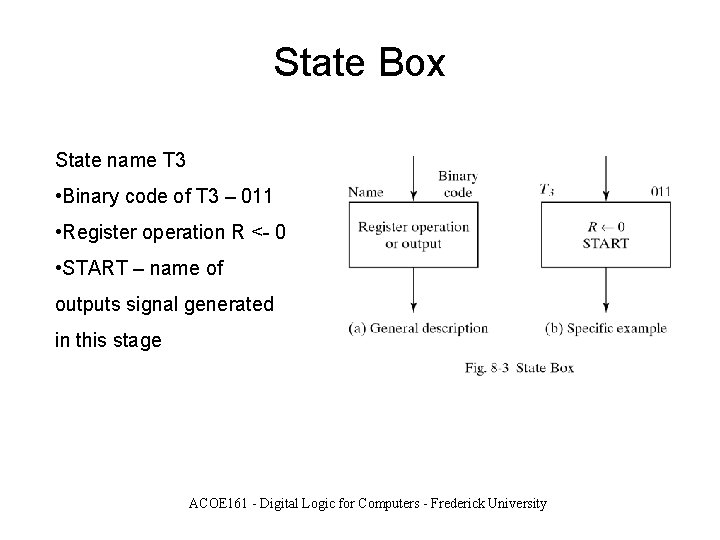 State Box State name T 3 • Binary code of T 3 – 011