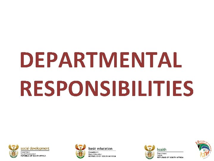 DEPARTMENTAL RESPONSIBILITIES 