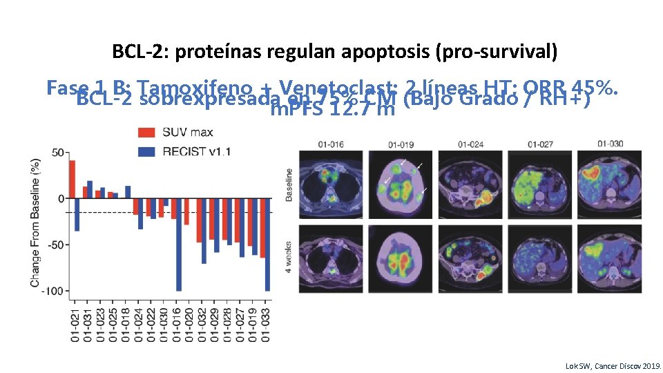 BCL-2: proteínas regulan apoptosis (pro-survival) Fase 1 B: Tamoxifeno + Venetoclast: 2 líneas HT;